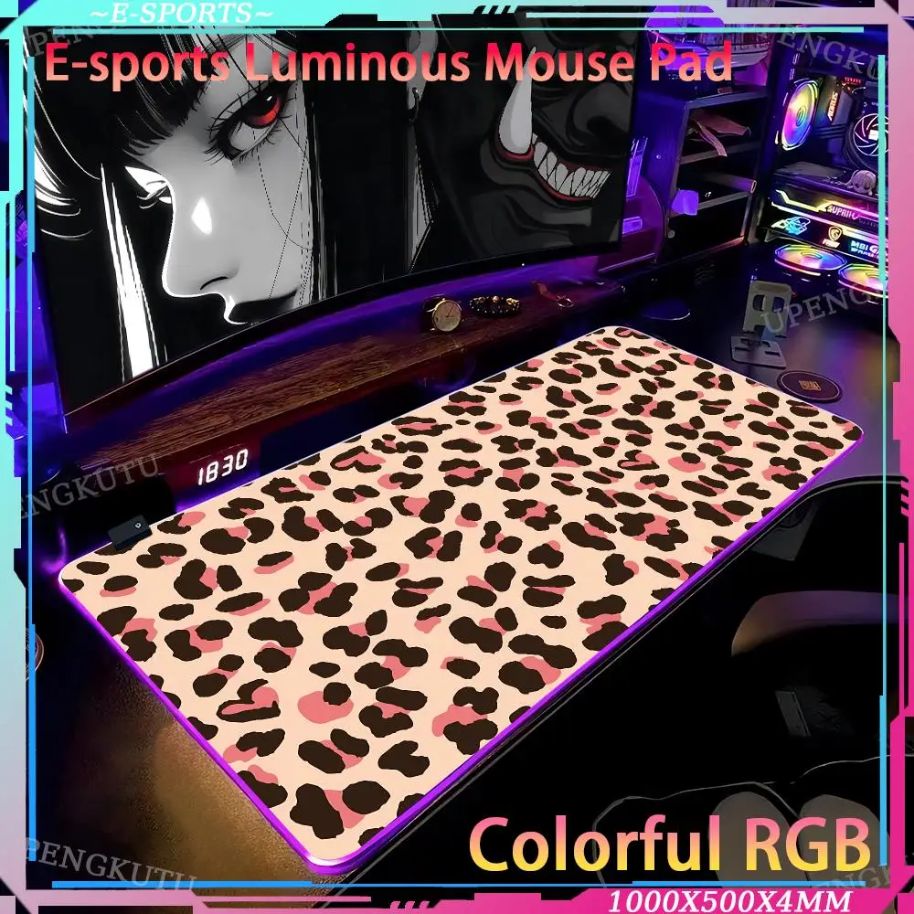 Leopard print Cute keyboard pad Writing accessories Mouse Pad Desk pad Rubber non-slip pad RGB Computer desk pad game mouse pad