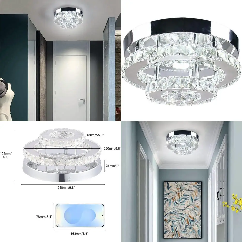

Двухслойный светодиодный хрустальный потолочный светильник для дома, прихожей, кухни и ванной комнаты - холодный белый свет