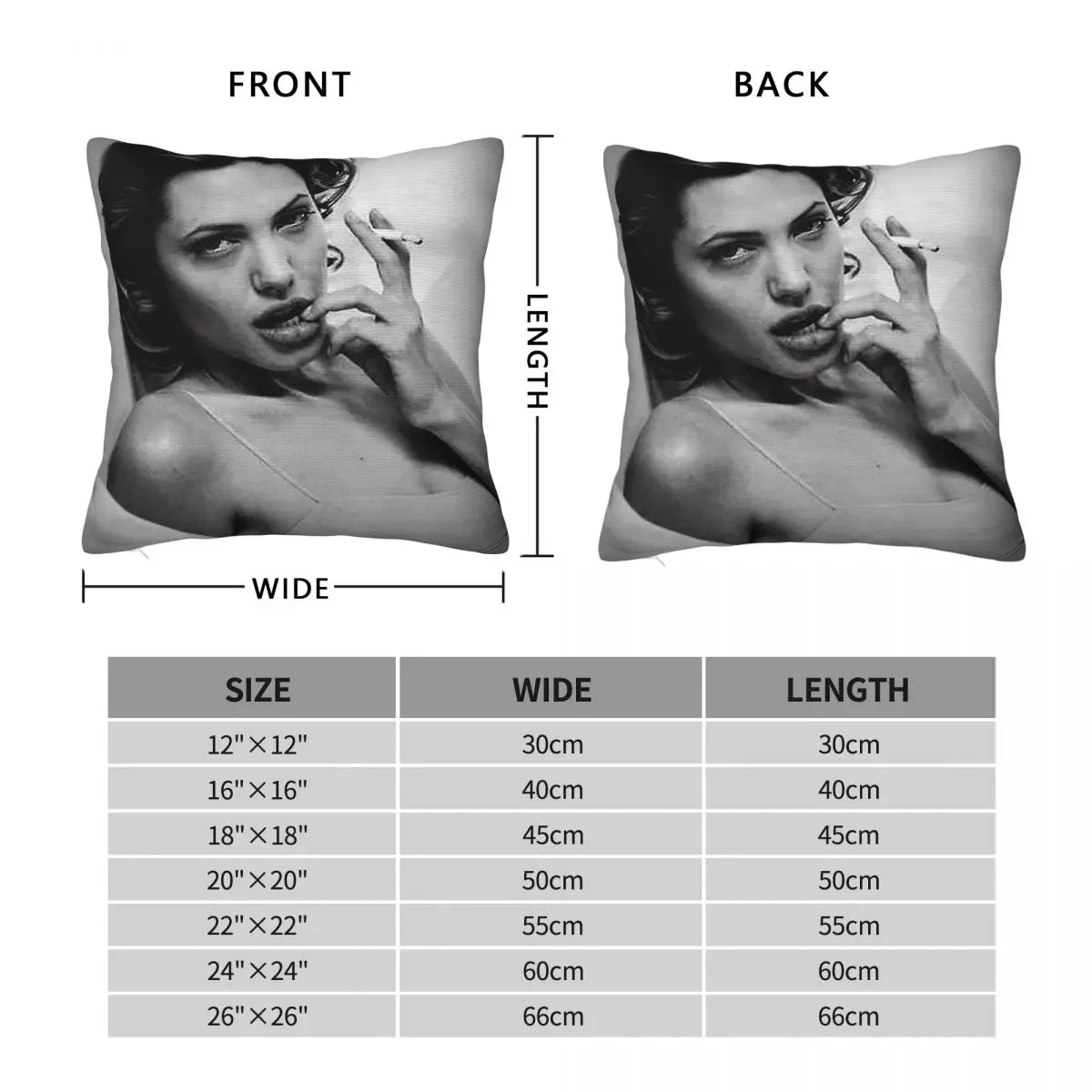 Sexy Angelina Jolie Smoking Square Pillowcase Polyester Linen Velvet Pattern Zip Decor Throw Pillow Case Sofa Cushion Cover - view 2