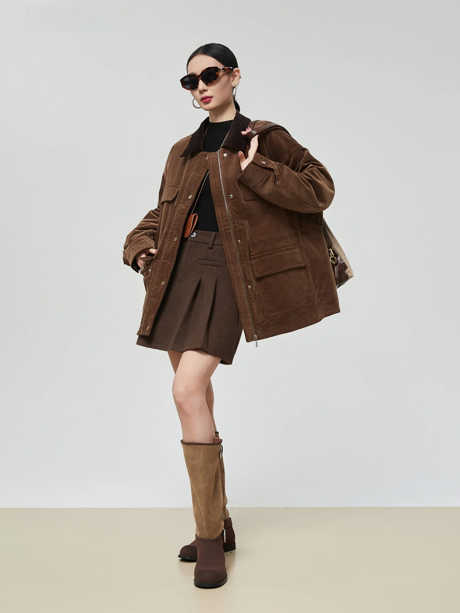 

Американская ретро контрастного цвета с воротником, рабочая одежда, хлопковая куртка, женская зимняя новая свободная корейская версия, вельветовое хлопковое пальто Thiened