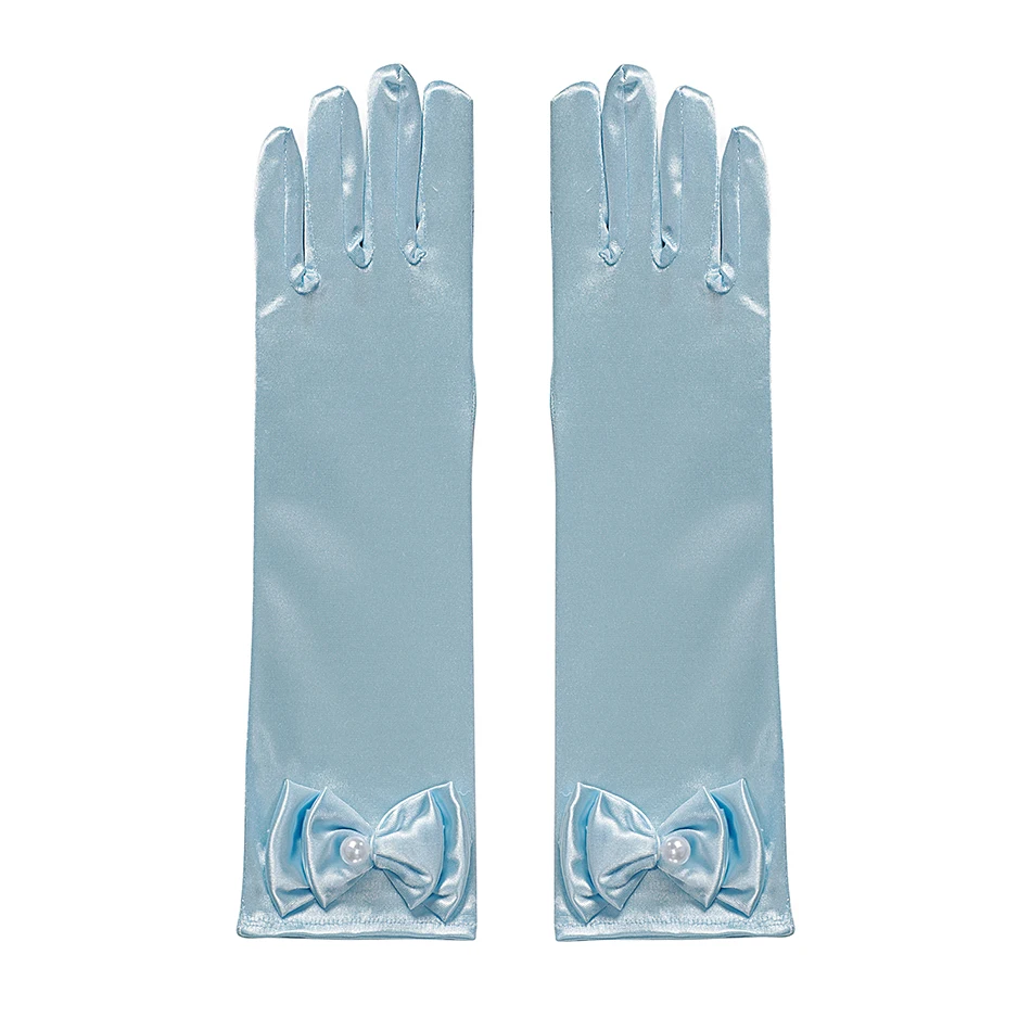 Princess Accessories Gloves Snow Queen Cosplay Pearl Bow Gloves Cinderella Elsa Princess Girl Snow White Wednesdy Accessories