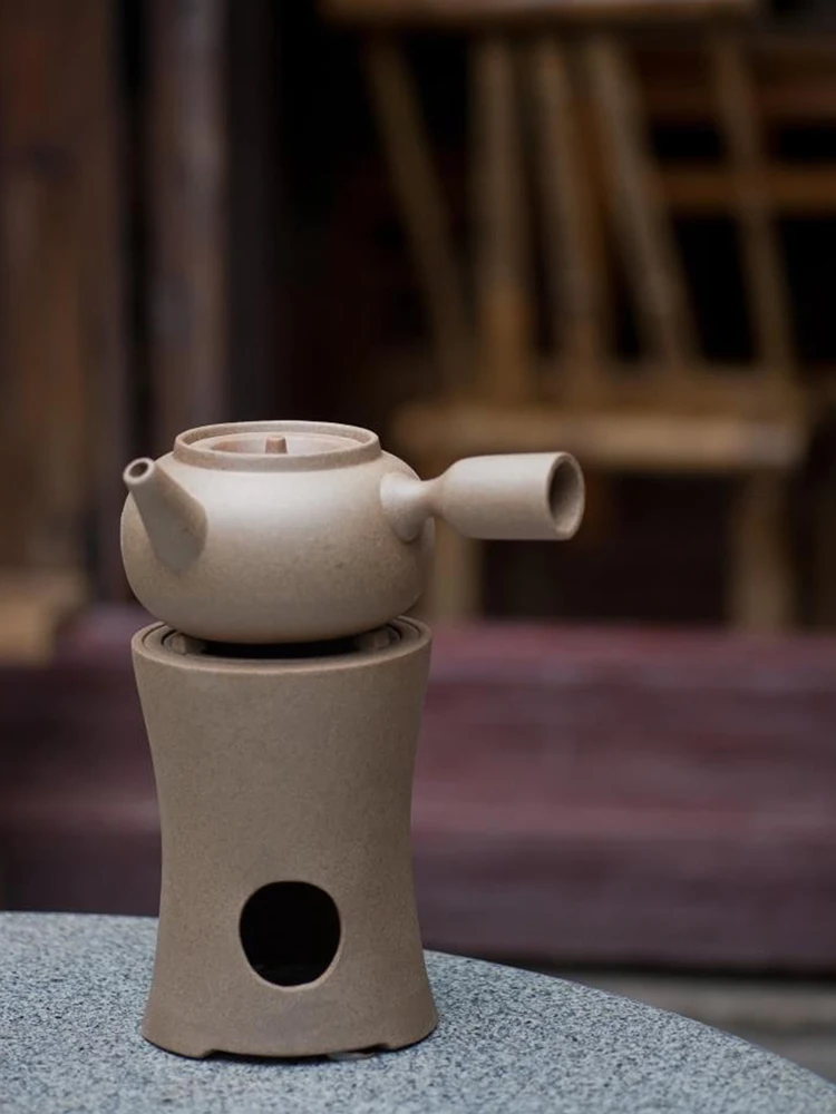 Picture 4: Red Clay Tea Set with Side Handle Boiler for Tea Cooking And Brewing Small Fire Oven Teapot Water Boiler Tea Kit