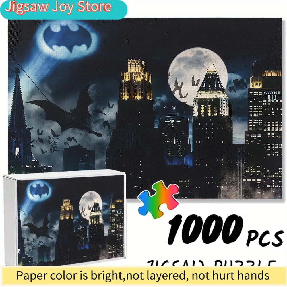 

Бесшовный пазл Warner Bros. Z11.7-90, дизайн «Бэтмен»: городской герой Готэм-Сити с Бэт-сигналом, прочный, толстый, для самостоятельной сборки, Adu