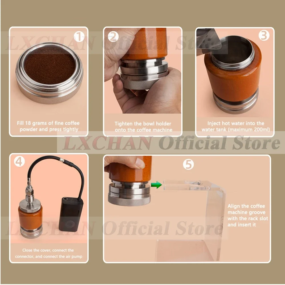 Hui PEC-Machine à Café Expresso Pneumatique, Machine à Expresso Portable en Acier Inoxydable avec Support pour la Maison et le Camping, 58mm