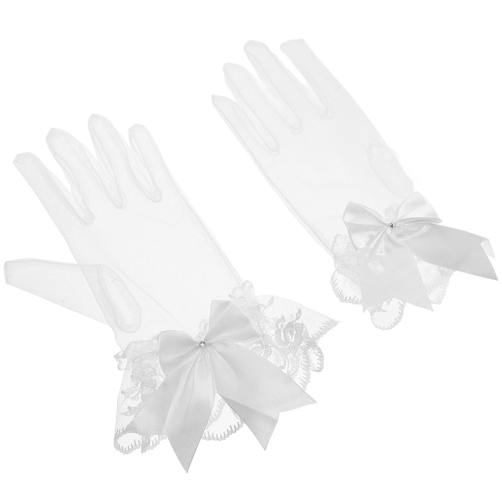 1 par de luvas de casamento de renda para mulheres curto elegante branco acessórios de noiva luvas de noiva banquete chá festa eventos formais