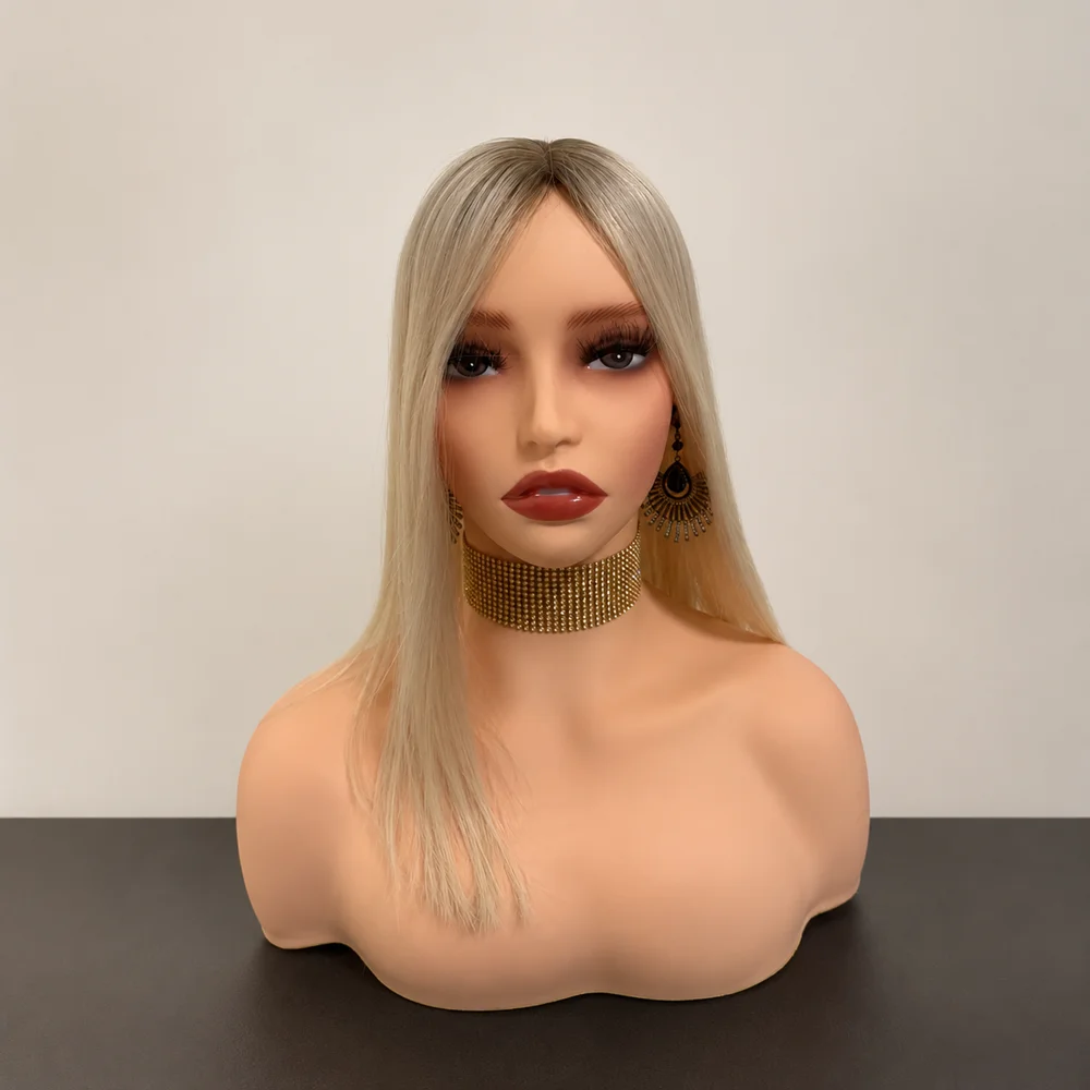 Light Blonde 100% Human Hair Wig HD Lace Front Wig for Women Silk base Wig Women Daily Use Realistic Hailine Soft Dark Roots