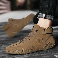 Men's PU Leather Snow Boots Shoes Orginal Woven Original Sneakers Man Khaki Boots Sports Super Comfortable Imported Trainners