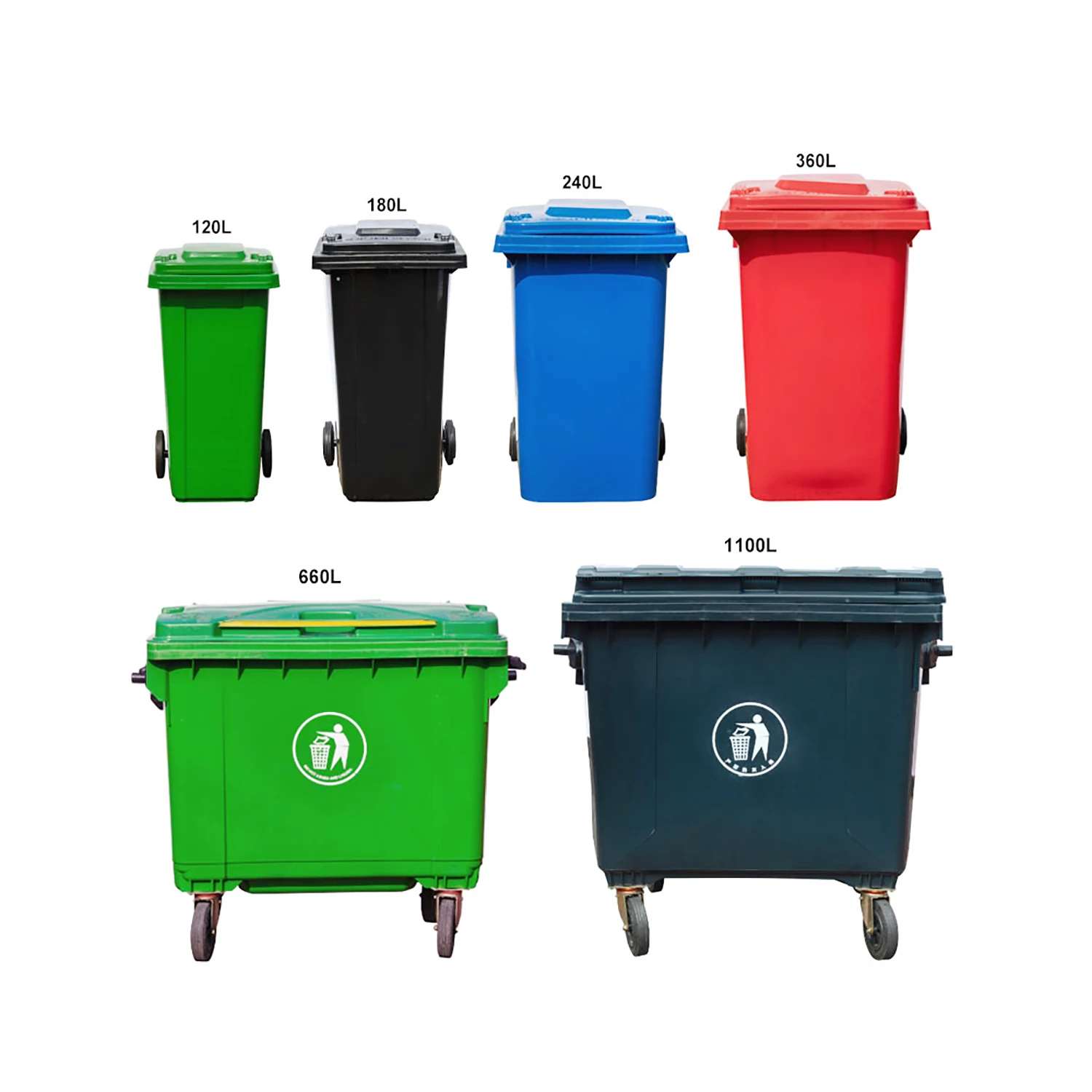 660 Liter Plastic Trash Bin Dust Waste Dustbin Plastic Mobile Trash Bin with 2/4 Wheels