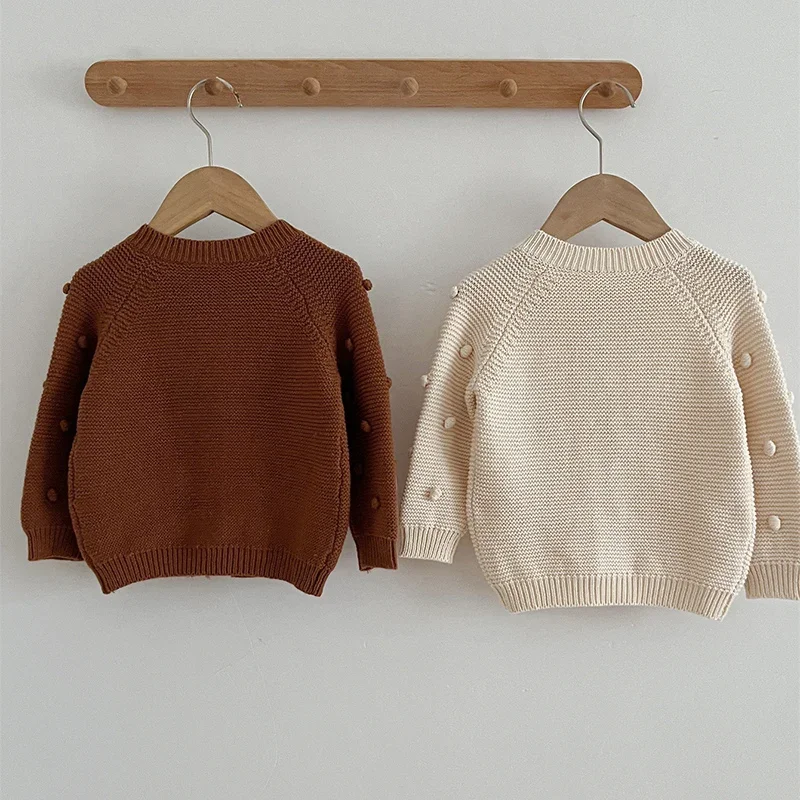 New Baby Girl Knitting Cardigan Autumn Korean Style Newborn Baby Boys Girls Sweater Coat Long Sleeved Solid Color Toddler Coat