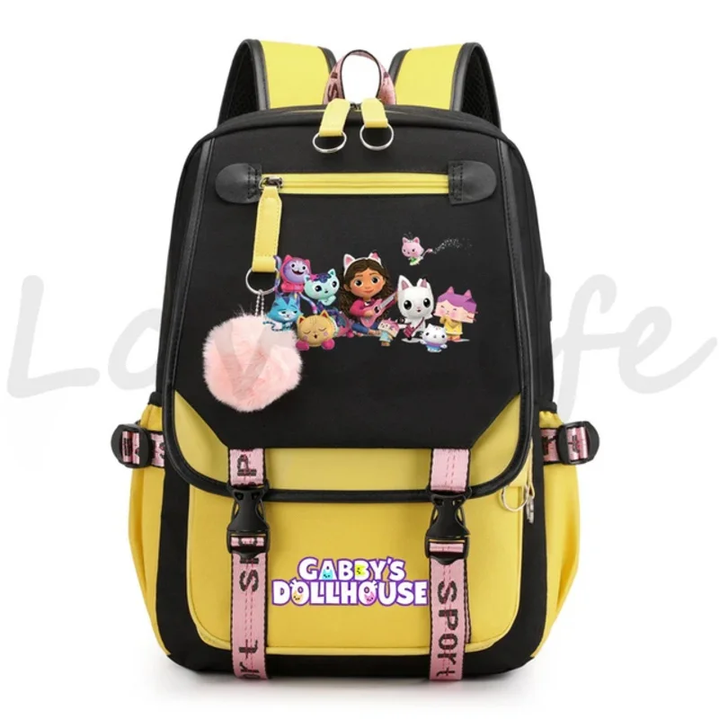 Mochilas Dollhouse da Gabby para meninas adolescentes, mochila de lona para estudantes universitários, bolsa escolar para mulheres, moda