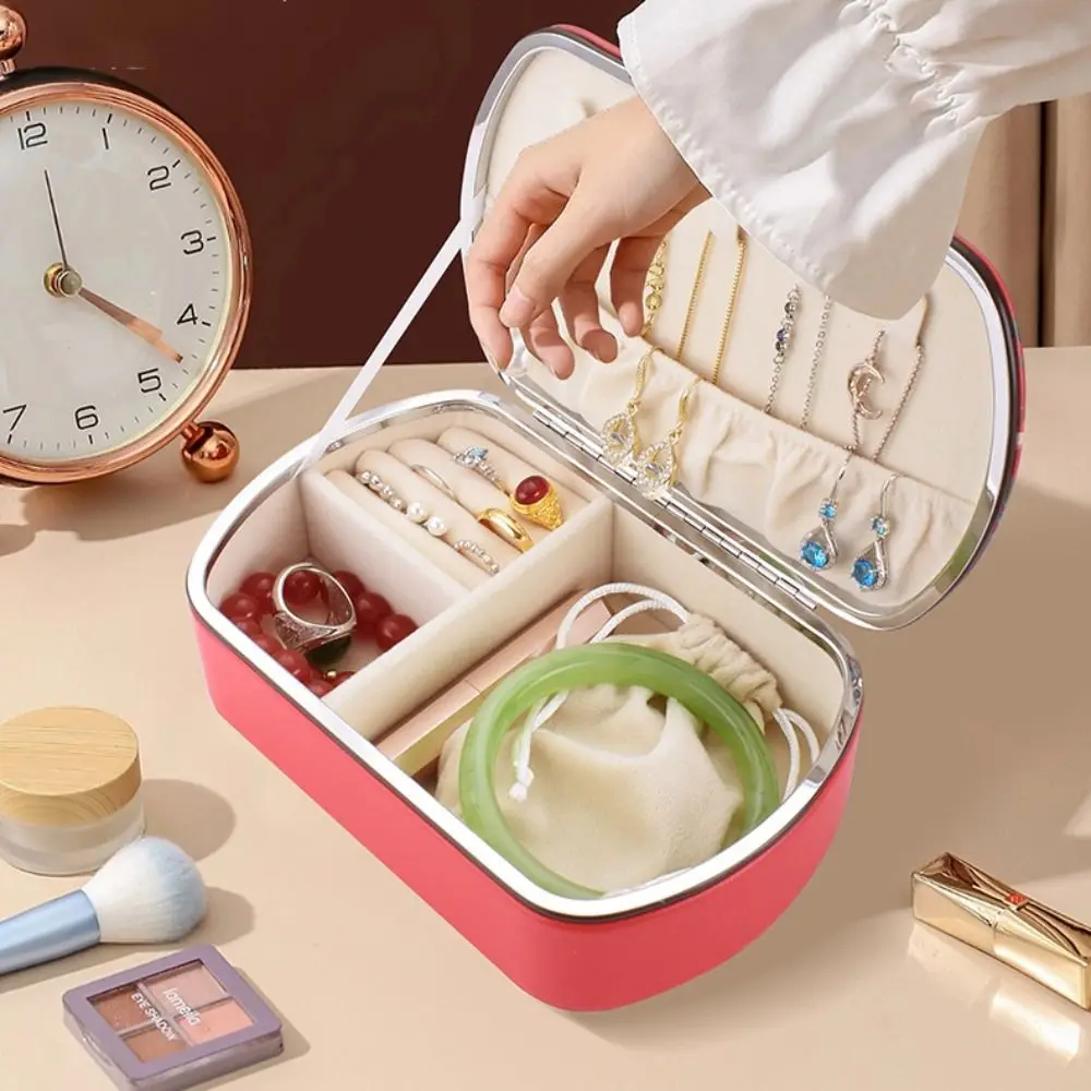 Simple PU Jewelry Packing Bag Large Capacity Divided Grids Earrings Storage Case Necklaces Organizer Jewelry Display Box Travel