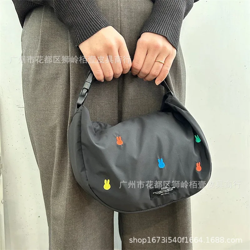 

Hot Miffy Series Crossbody Bag Cartoon Cute Fashion Embroidered Underarm Bag Exquisite Creativity Folding Handbag Birthday Gift