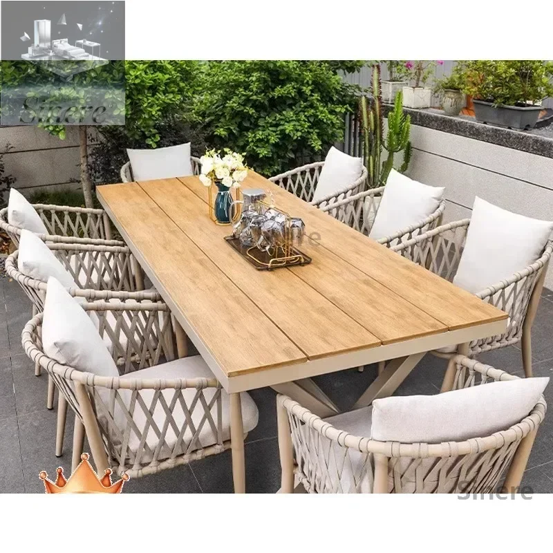 

Nordic outdoor tables and chairs courtyard outdoor leisure rattan chair combination villa garden terrace braided rattan open-air