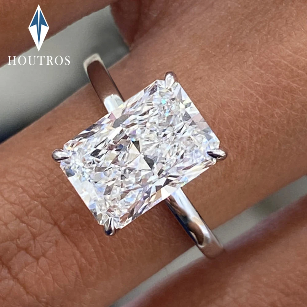 1-4CT Radiant Cut Moissanite Engagement Ring GRA Certified 925 Sterling Silver Solitaire Diamond Wedding Bands for Women Jewelry