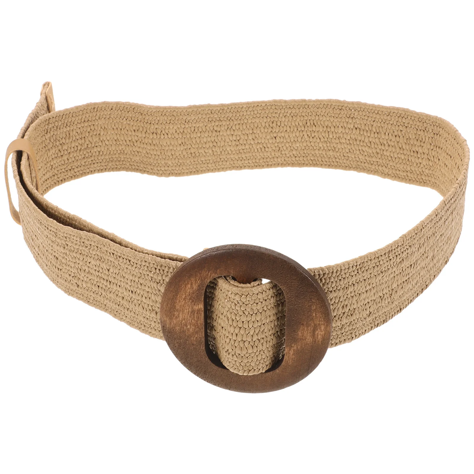 Cinturón de cintura tejido marrón para mujer, pretina trenzada, vestidos informales, faja de cintura ajustable, hebilla de madera, cinturón ancho bohemio