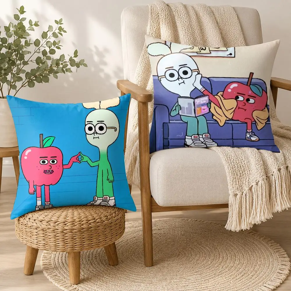 Anime Food A-Apple And OnionS Cushion Cover Square Decorative Throw Pillow 40x40cm For Sofa Bedroom Living Room Home Decor