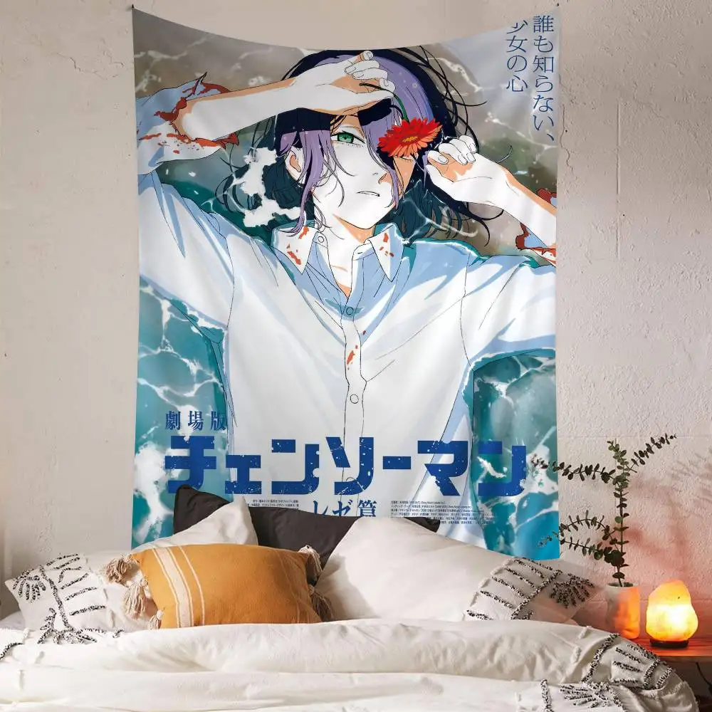 Anime Chainsaw Man reze arc Cartoon Tapestry Wall Hanging Decoration Household Home Decor