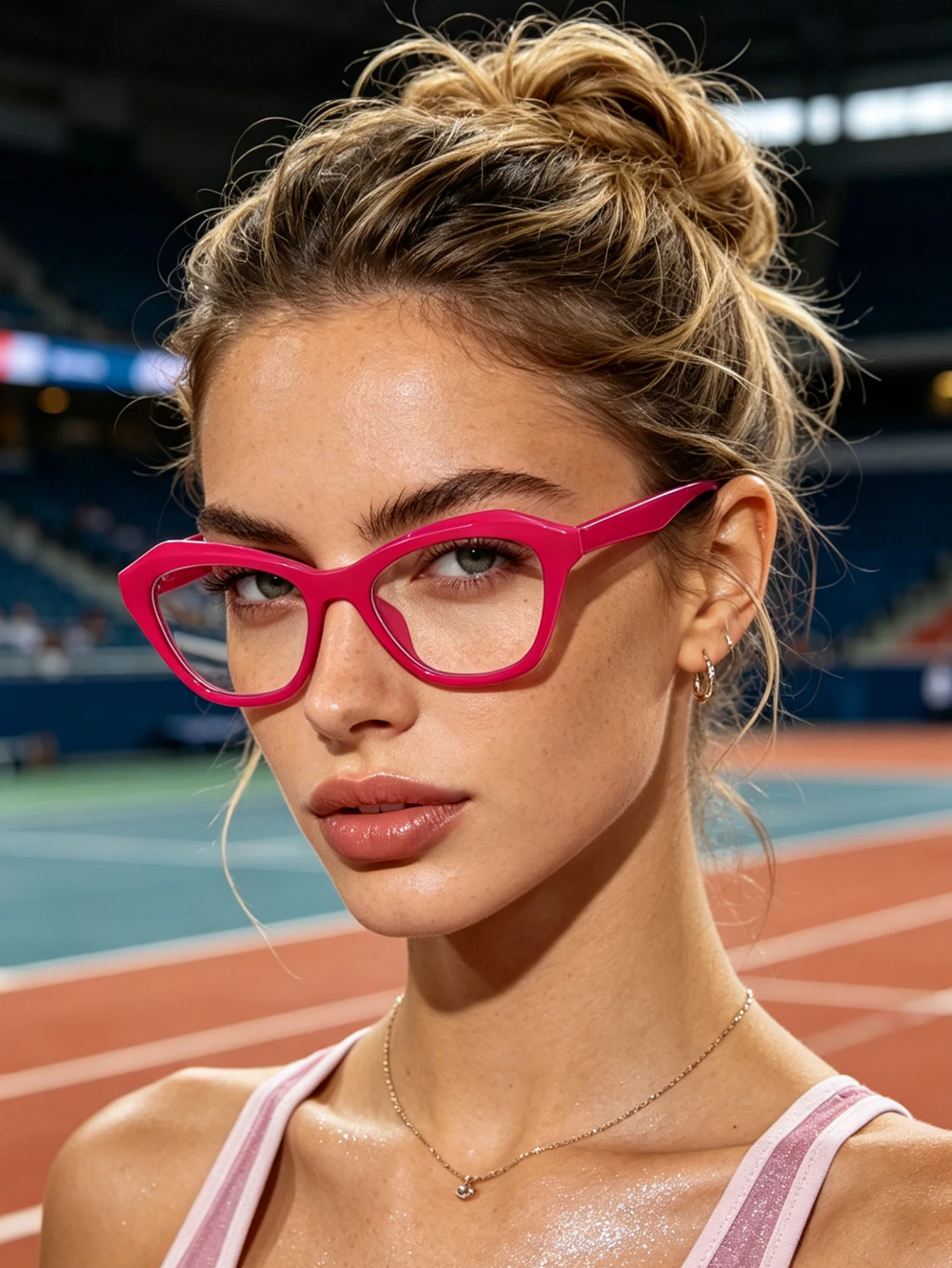 1 Stück personalisierte, rosarote Katzenaugenbrille, geeignet für die tägliche Straßenfotografie, gleicher Stil für Männer und Frauen.