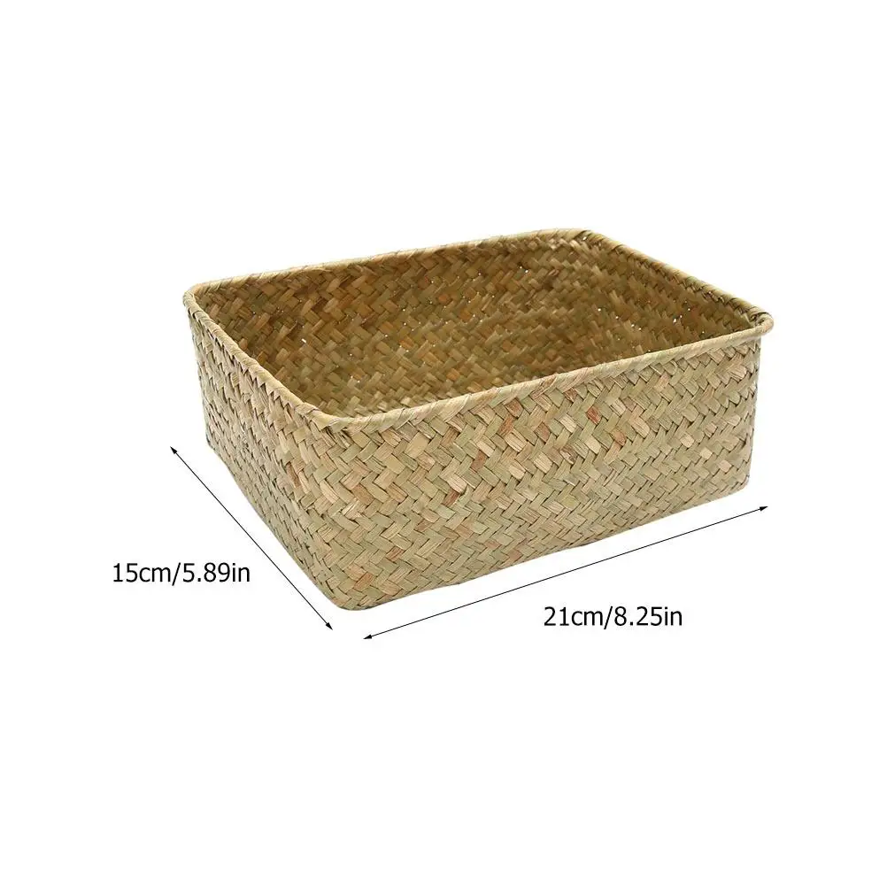 

3 Pcs Woven Sundries Organizer Basket Storage Container Finishing Tea Desktop Clutter Seagrass Weaving Holder Flower