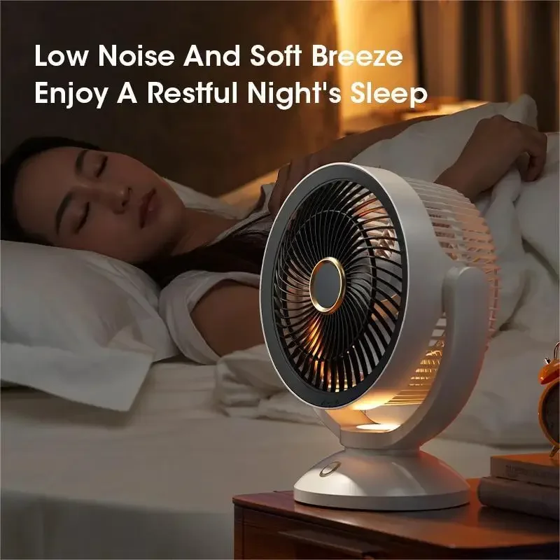 USB Air Circulation Electric Fan 360 Degree Rotation Non Rechargeable Table Desktop Portable Wall Mounted  with Light for Home