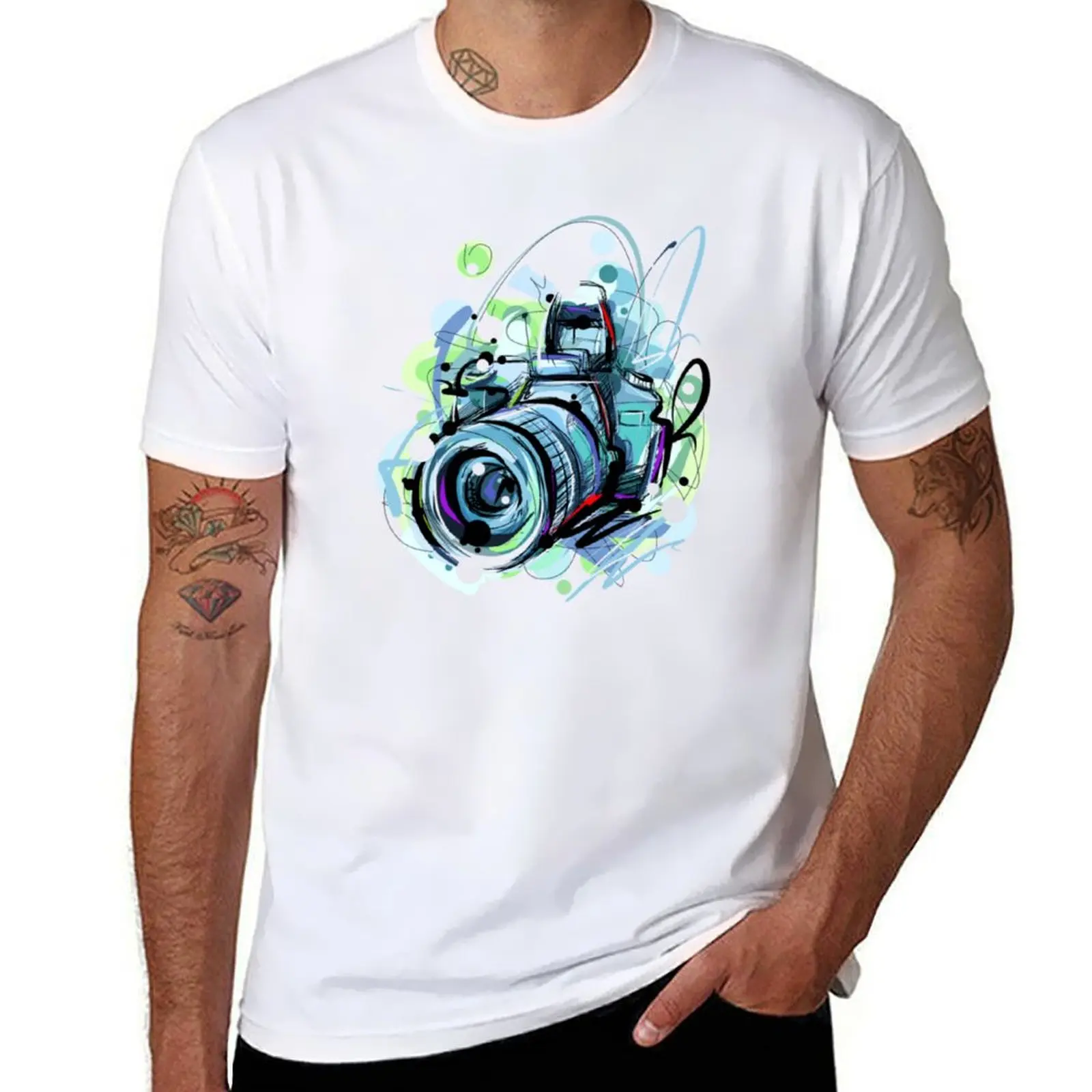 Cool camera sketch vector image abstract awesome T-Shirt luxury t-shirt hippie clothes for a boy mens t shirts