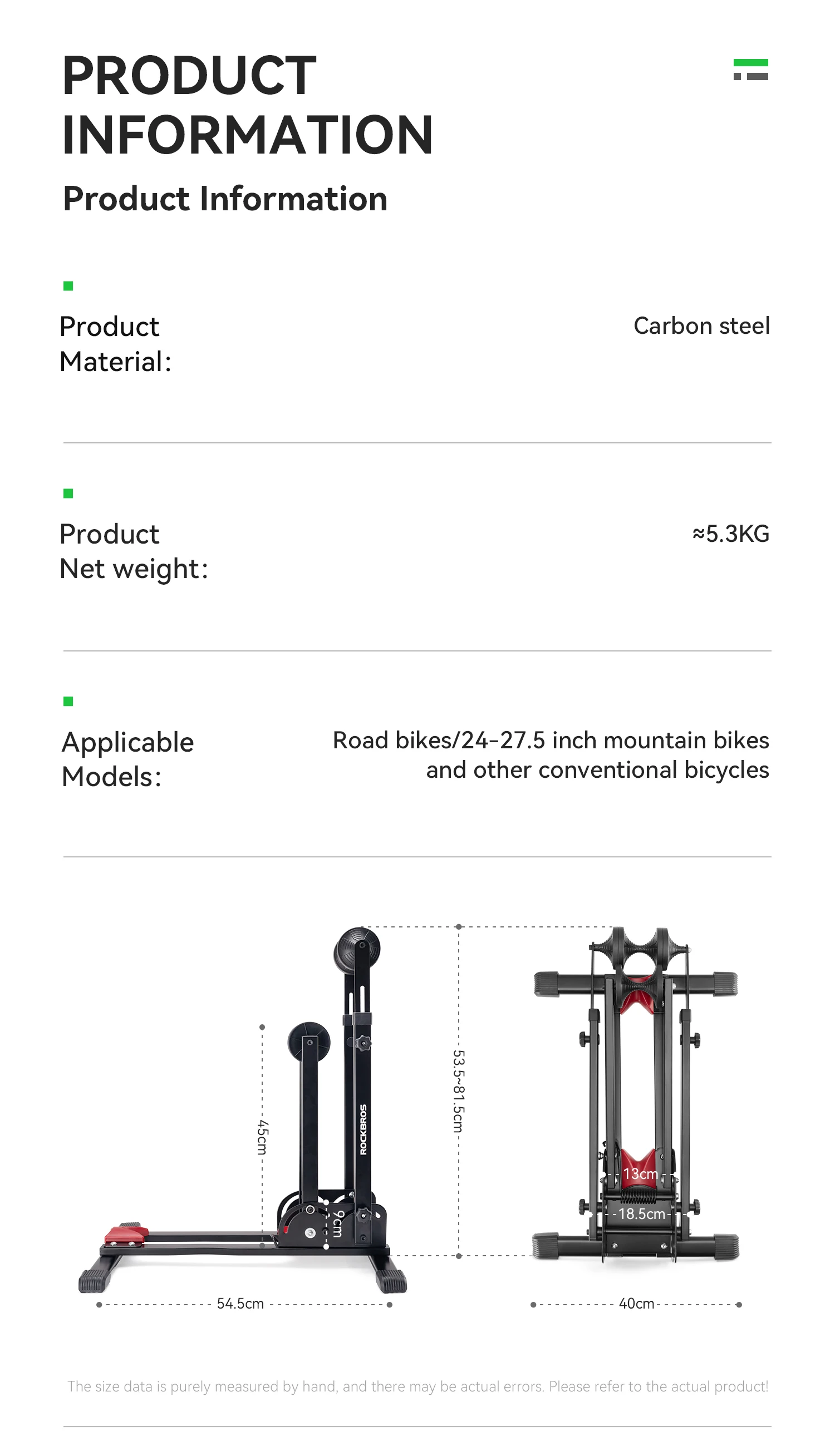 ROCKBROS Fahrrad-Parkständer, doppelte Stangen, Kohlenstoffstahl, MTB, Rennrad, faltbare Fahrrad-Parkständer, die Radfahren steht – Detail 2