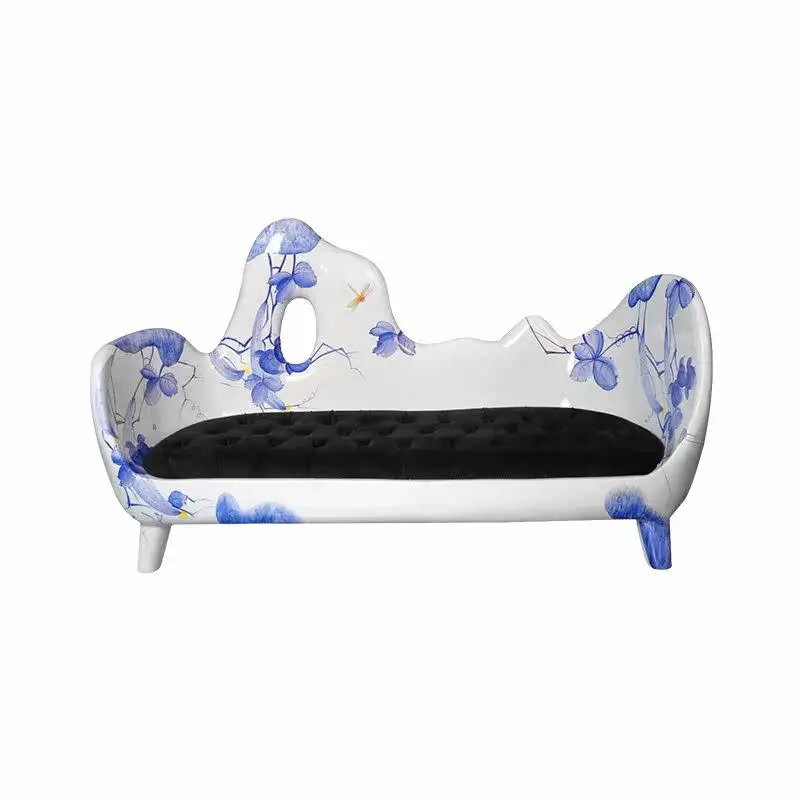 Creative fiberglass sculpture furniture, personalized and irregular double sofa, lobby reception chair
