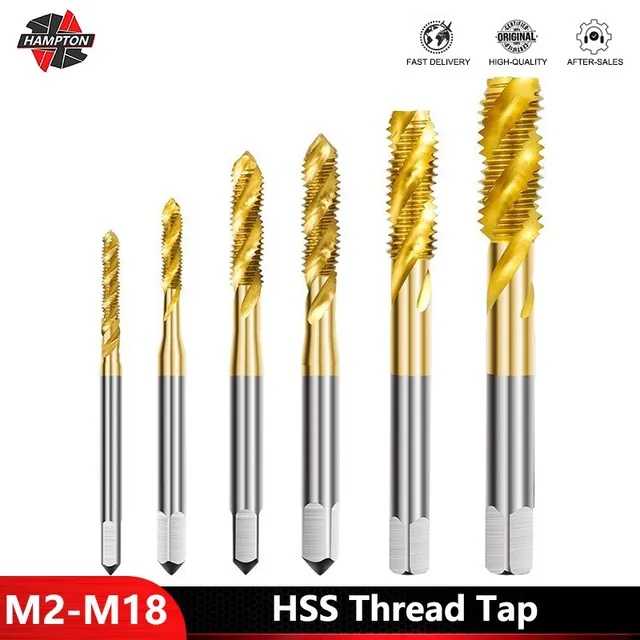 M2-M18 1pc HSS Sprial gwintownik 6542 pokryte tytanem metryczne narzędzia do gwintowania gwintownik wiertarki z kranu