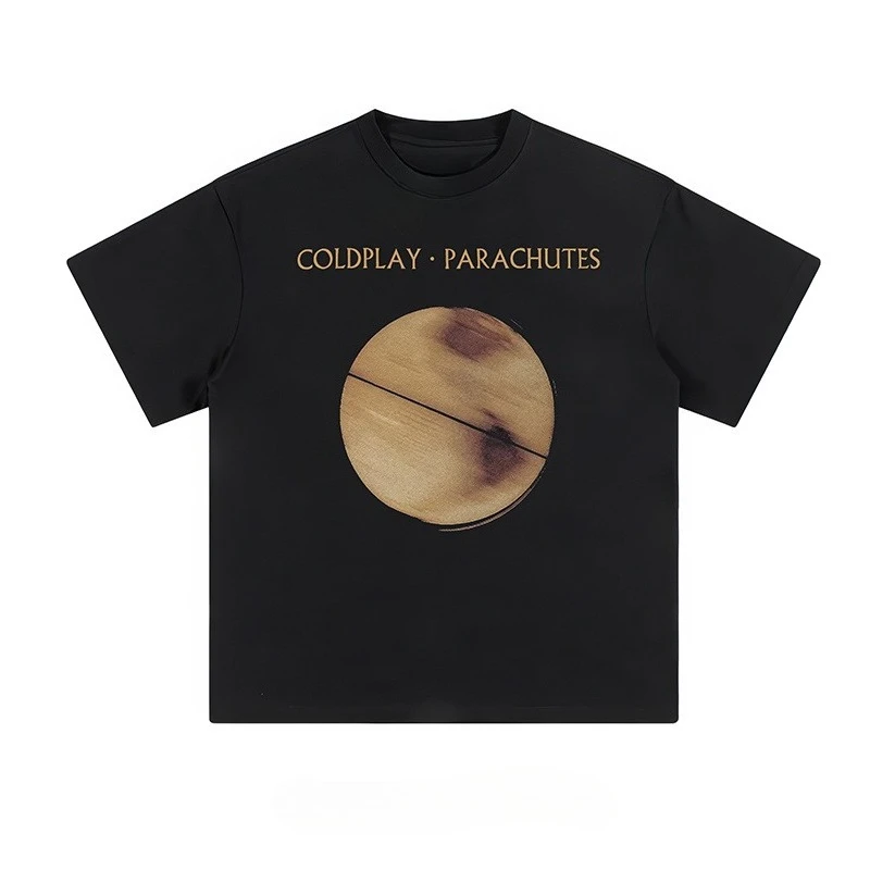 Coldplay Rock Band British Retro High Street Pure Cotton Printed Round-neck Short-Sleeved T-Shirt for Men and Women