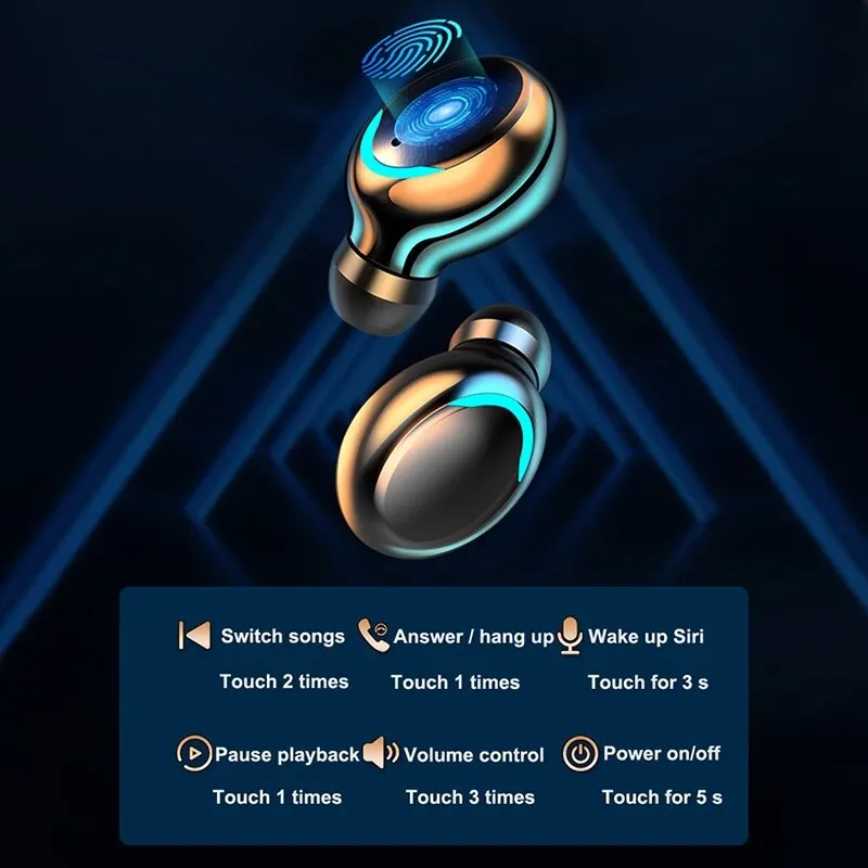 2025 TWS F9 Беспроводная Bluetooth-гарнитура 5.0 Наушники Bluetooth-наушники с микрофоном 3500 мАч Зарядное устройство Светодиодный дисплей Fone