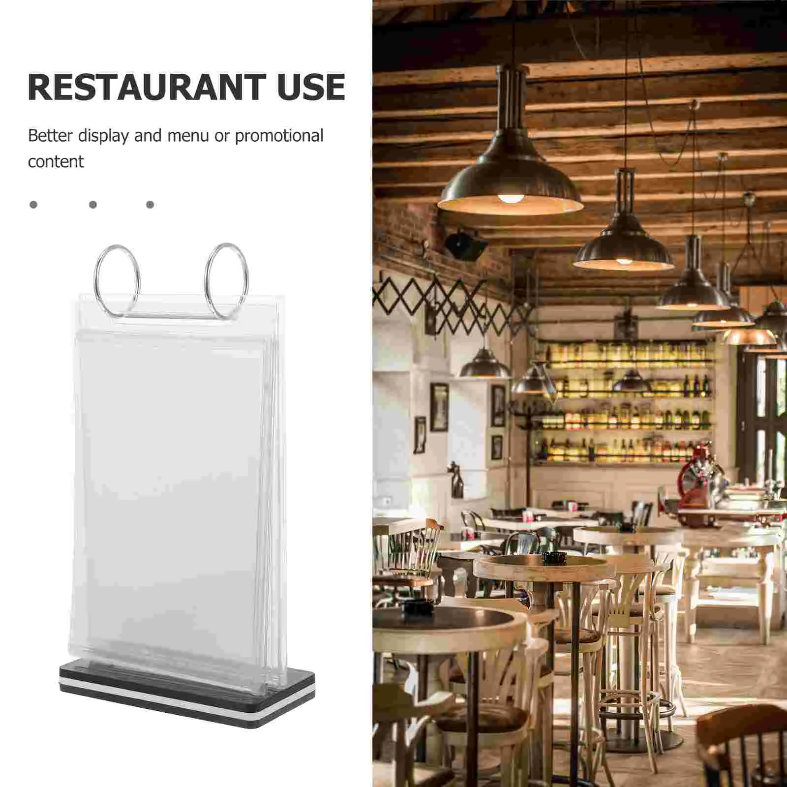 Menu Display Stand Sign Rack Holders Desktop Label with Base Iron Pvc Office Picture for Tables