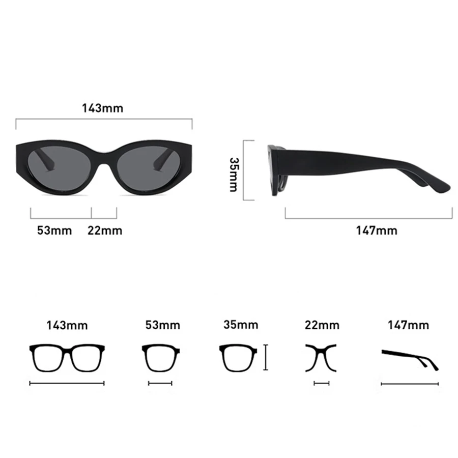 Women Men Classic Cat-Eye Polarized Sunglasses High-Quality Frames Luxury Brand Designer Sunglass Outdoor Travel Accessories Len view 3
