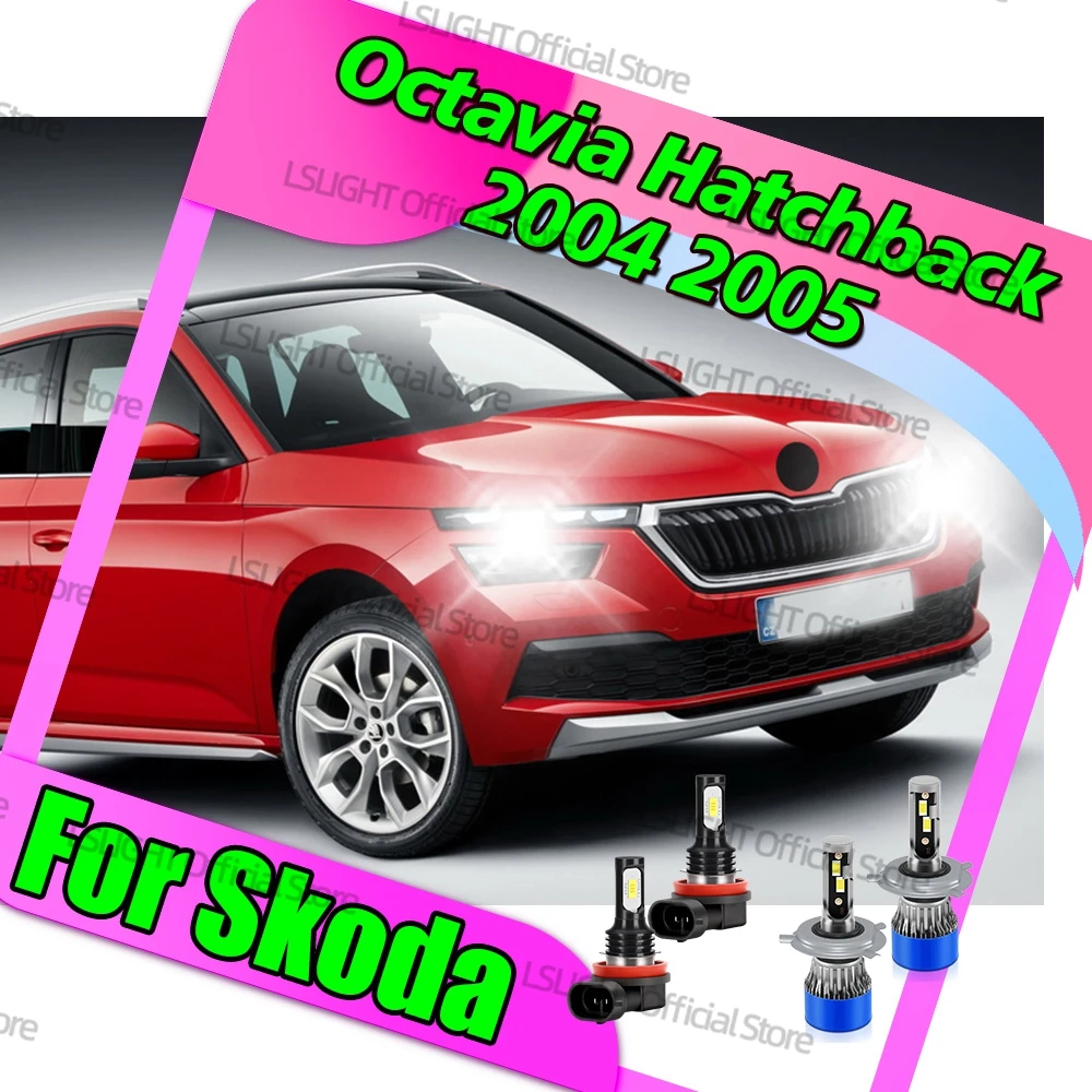 

2/4x LED Headlight 6000K 20000LM Hi/Lo Headlamp Bulbs 3570 CSP Fog Lamps For Skoda Octavia Hatchback 2004 2005 Accessories 12V