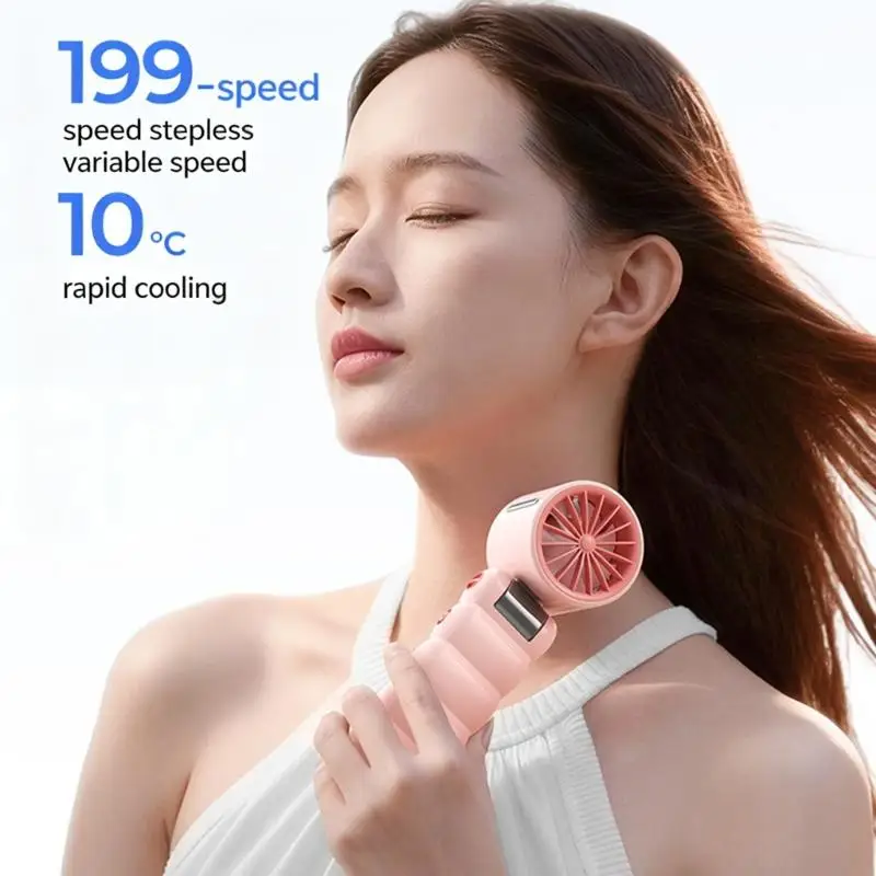 Fast Speed Handheld Fan With 199 Adjustable Speeds And Neck Strap 4500mAh Battery Powerful For Office Outdoor Travel F19E