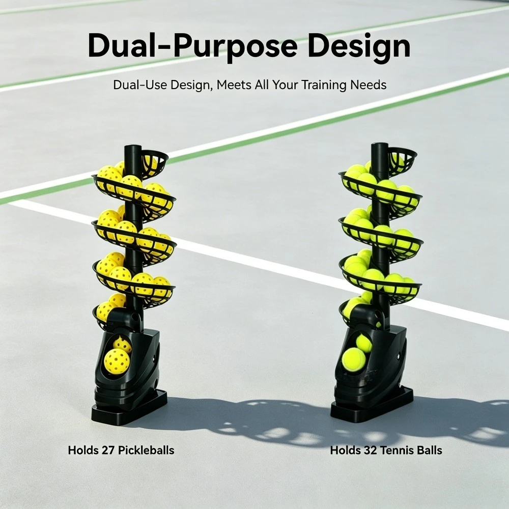 New Upgraded Dual Use for Tennis & Pickleball Serving Machine lwith Multiple Training Modes, Remote Control