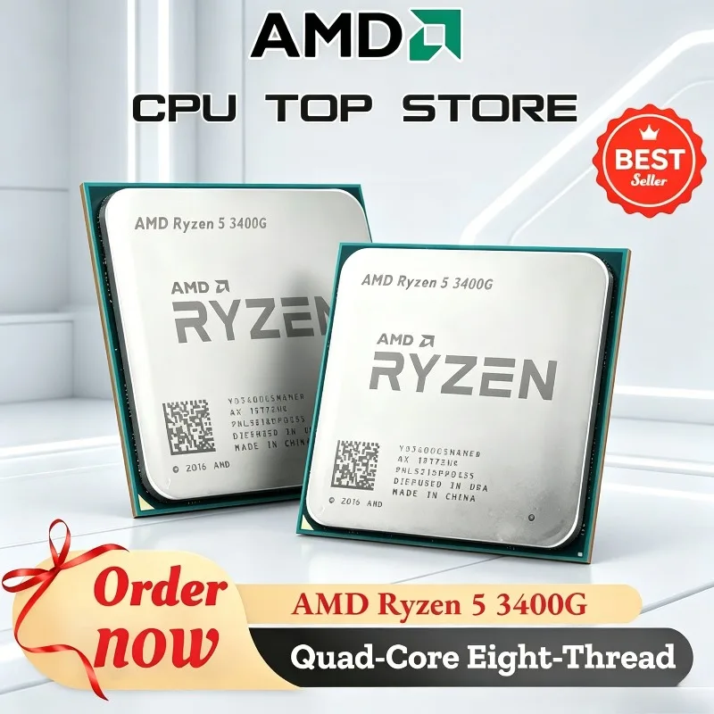 Procesador AMD Ryzen 5 3400G R5 3400G 100% Nuevo, 65W TDP, Socket AM4, Cuatro Núcleos, Ocho Subprocesos, 3.7GHz, AMD YD3400C5M4MFH, Gran Oferta