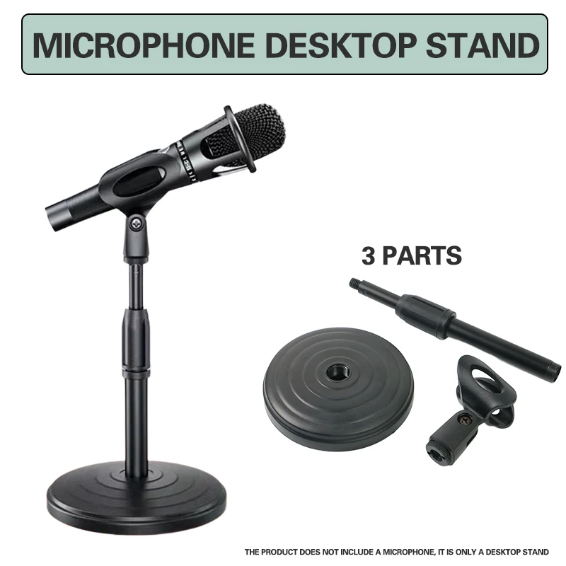 Microphone Desktop Stand with Adjustable Lifting and Weighting Disc Base Shockproof Network Live Broadcast Mic Stand Accessories