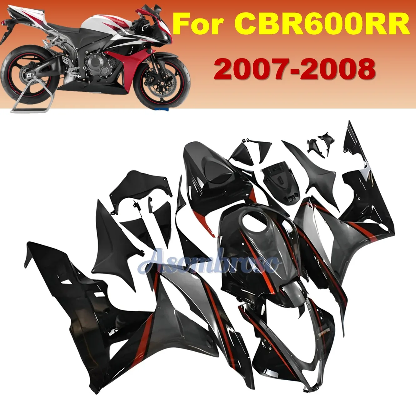 

Кузов из АБС-пластика для HONDA CBR600RR 2007 2008 CBR 600 RR F5 07 08, комплект обтекателей для гонок на спортивных мотоциклах | Серый Черный