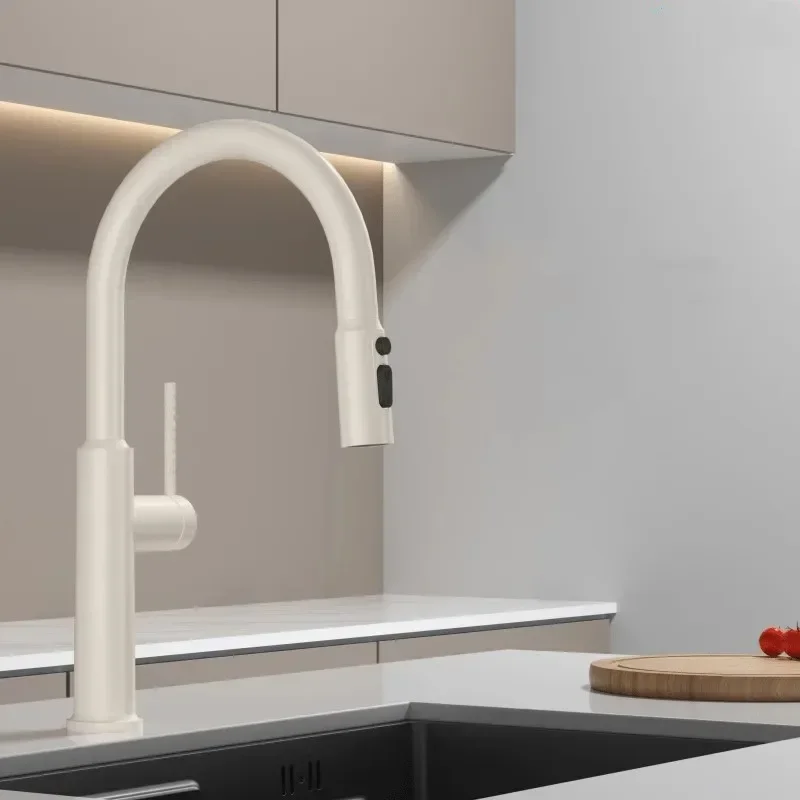 Brushed Gold Pull Out Kitchen Faucet Water Filter Tap Brass Crane Kitchen Rotation Sink Faucet Mixer 3 Way Kitchen Faucet