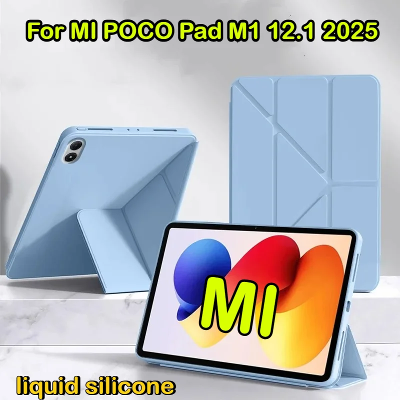 

2026 Multi-folding PU Stand Case for Xiaomi Poco Pad M1 X1 8 7 Pro 11.2 Redmi K Pad 2 Pro 12.1 SE11 8.8 Soft Silicone Back Cover
