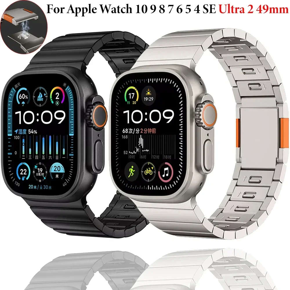 

Quick-release Metal Strap For Apple Watch Ultra 2 49mm 10 46mm 42mm Magnetic Buckle Bracelet iWatch 9 8 7 6 SE 45mm 44mm Band