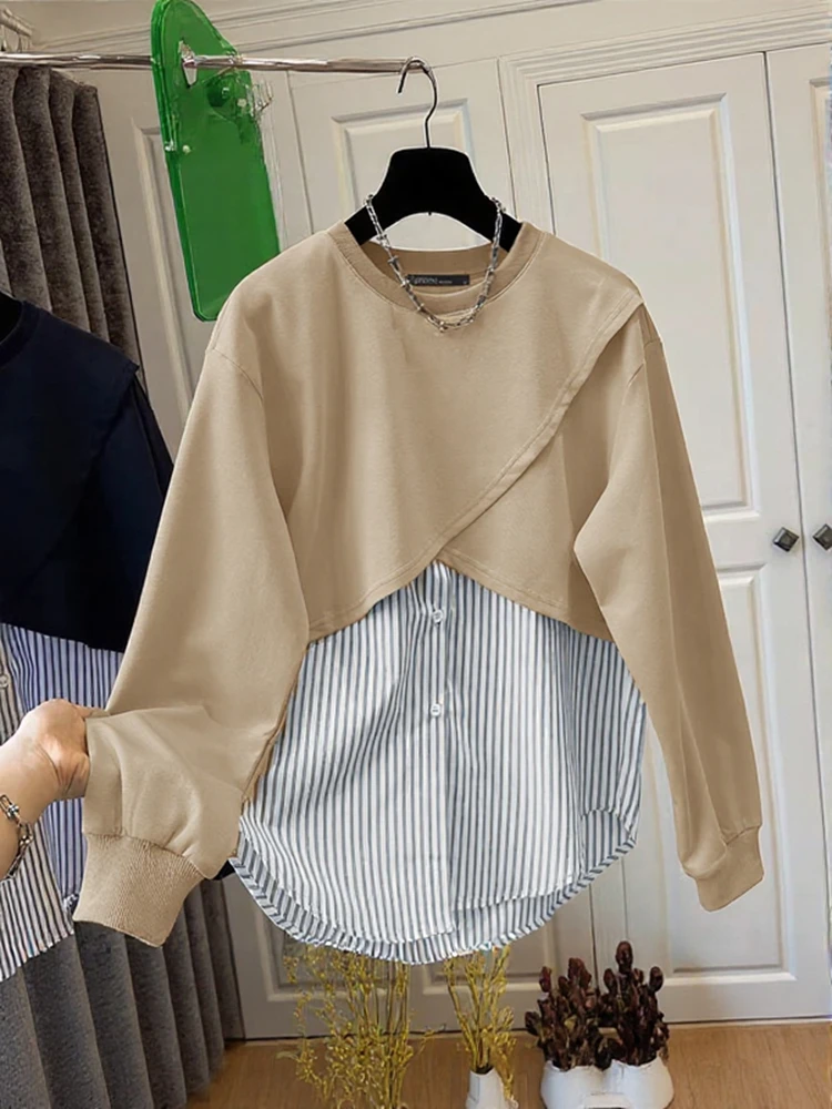 

2025 ZANZEA Autumn Blouse Stylish Women Hoodies Tops Fashion Long Sleeve Patchwork Work Shirt Spring Sweatshirts Pullover Mujer