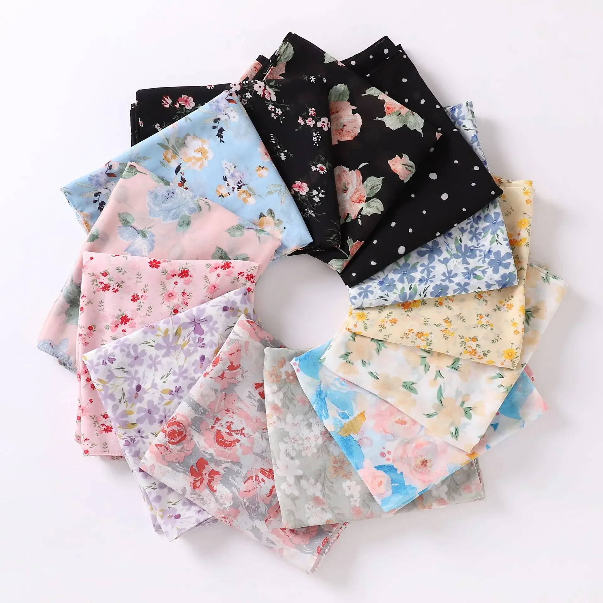New Printed Scarf Long Chiffon Fresh Flowers Printed Scarf Hijab Muslim Women\'s Shawl Hijab Turban Head Wrap for Women Niqab