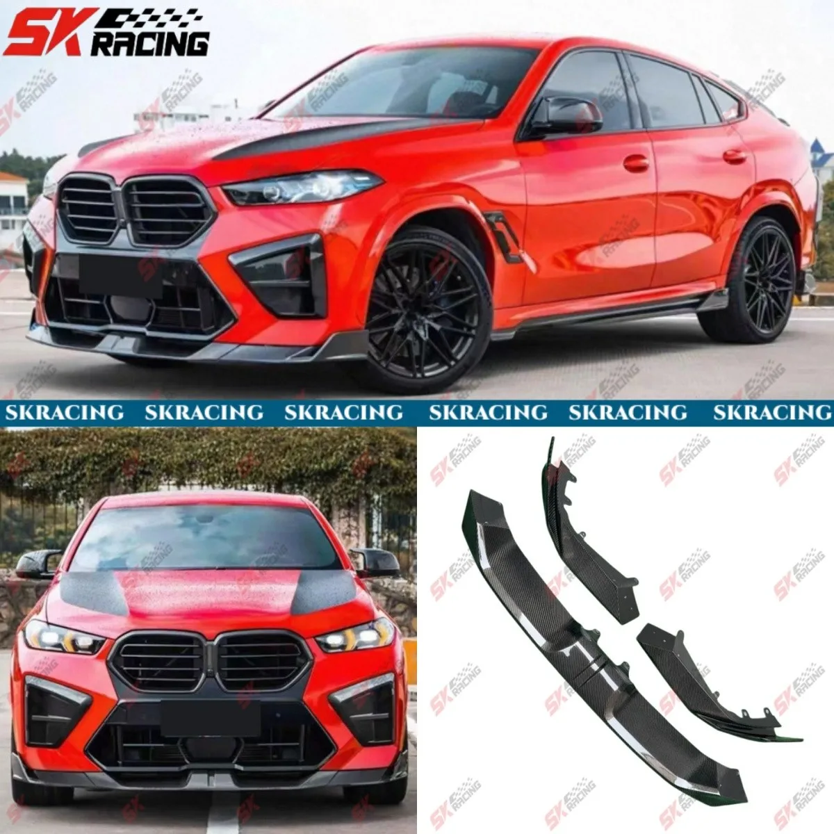 

Unpainted FRP/Carbon Fiber/Forged Front Bumper Lip For 2024-2026 BMW X5M F95 Lci