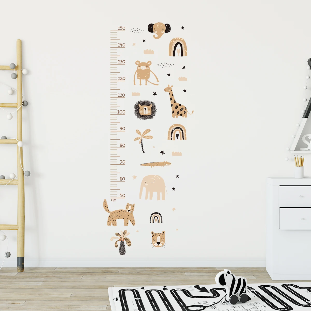 Cartoon Animals Height Wall Sticker for Kids Baby Room for Measure Height Children\'s Room Wall Decals Living Room Bedroom