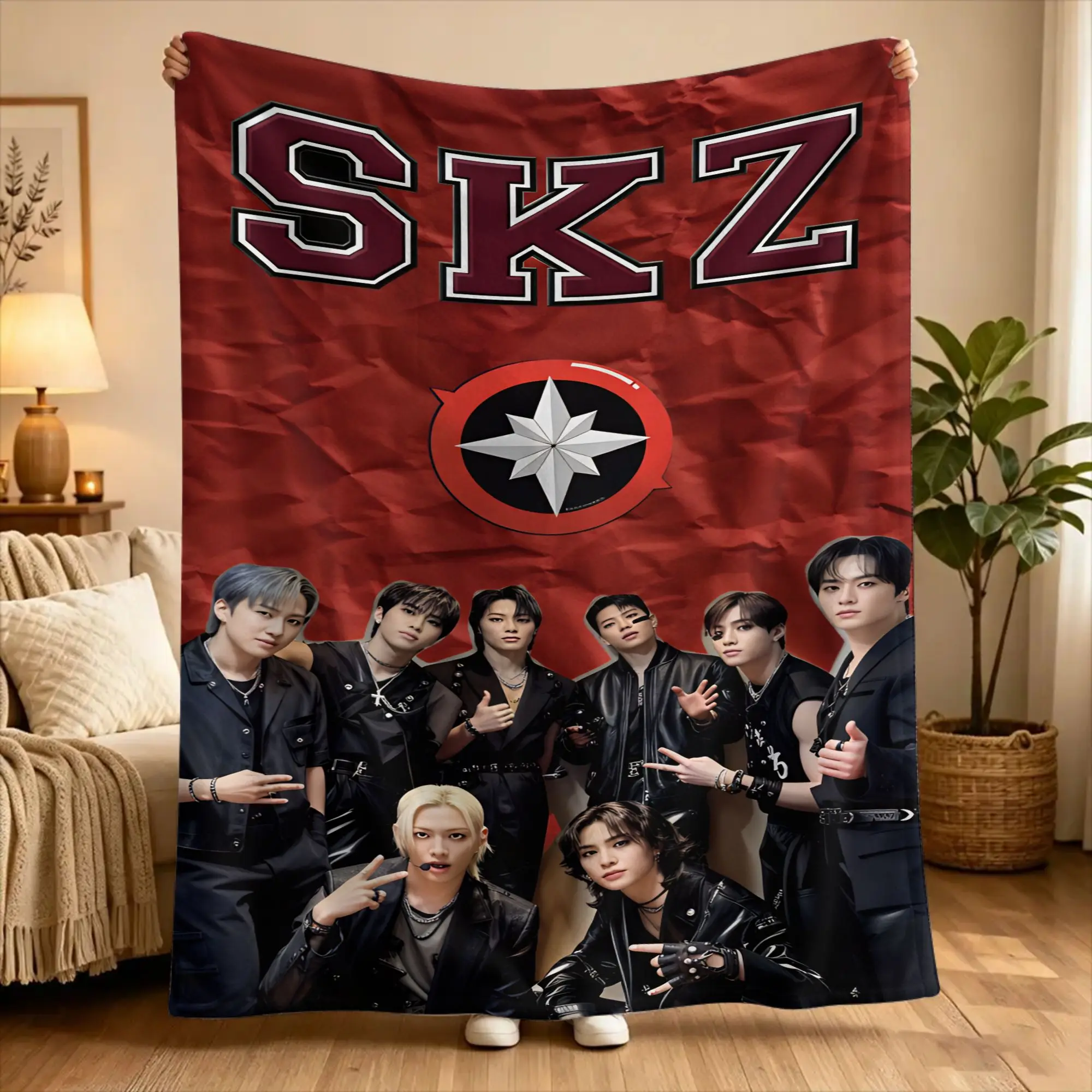 KPOP S-Strays Super Warm Blanket For kids  Airplane Travel Plush Throw Blanket Funny Outdoor Flannel Bedspread Sofa Bed Cover