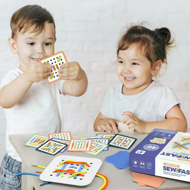 

Детские деревянные игрушки Монтессори, веревочная доска, тренировка мелкой моторики, головоломка, логическое мышление, социальные игры, помощь для раннего образования