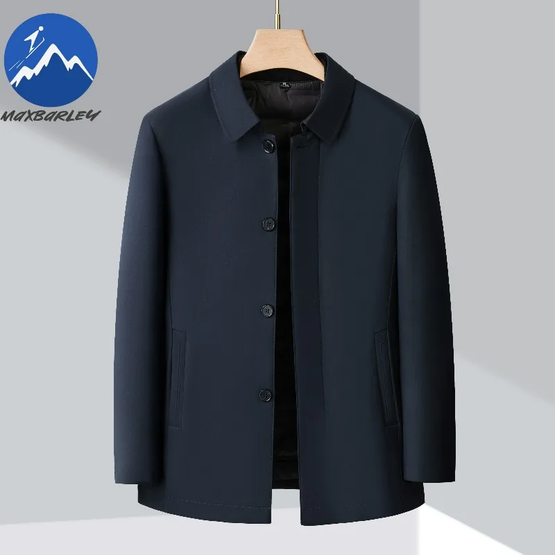 Maxbarley Men Down Jacket Turndown Collar Commute Office Lightweight Puffer Coat Trendy Detachable Inner Layer Warm Winter Coat