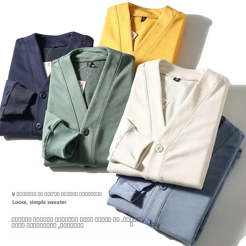 

Мужская повседневная однотонная толстовка с v-образным вырезом Jaet Fi-sc, хлопковая весенне-осенняя новинка Sle Faionable Ci, молодежная верхняя одежда