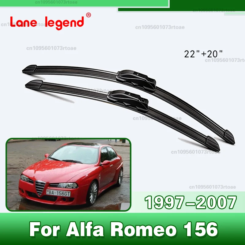 Escobillas Limpiaparabrisas Delanteras de Goma Suave, Limpiaparabrisas para Auto, 22" 20" 550mm 500mm, para Alfa Romeo 156 1997 a 2007